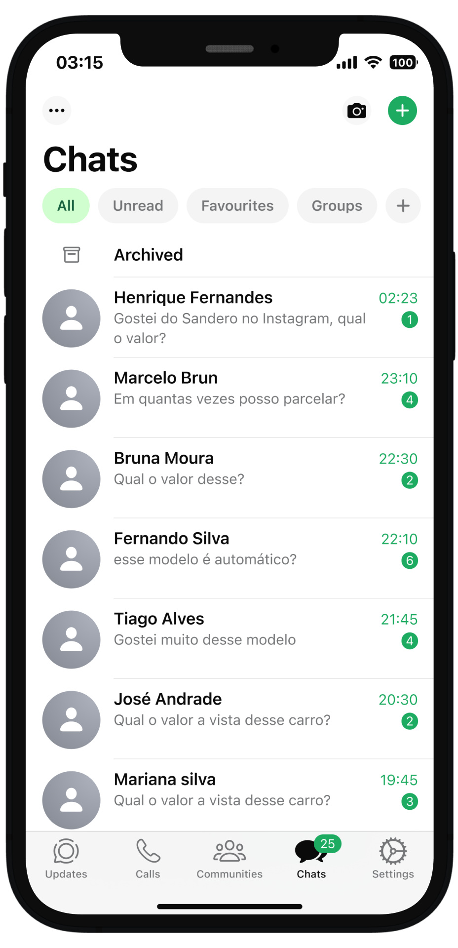 iPhone showing Cartech chat interface